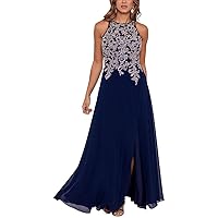 Betsy & Adam Womens Petites Embroidered Maxi Evening Dress