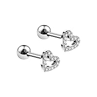 2PCS Surgical Steel Barbell Earrings Straight Stud 16g 1/4 6mm Tragus Cartilage Helix Earrings Piercing Jewelry More Theme