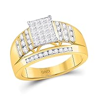 The Diamond Deal 10kt Yellow Gold Womens Princess Diamond Cluster Ring 1.00 Cttw