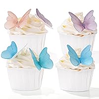 Wafer Paper Butterflies for Cupcake Decorations, 48PCs Edible Butterfly Cake Decorations, Colorful Butterfly Cake Toppers, Cake Decorating Supplies for Birthday Party Girls
