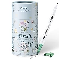 Ohuhu Markers for Adult Coloring Books: 60 Colors Coloring Markers Dual Tips Fine & Brush Pens Water-Based Art Markers for Kids Adults Drawing Sketching Bullet Journal Non-bleeding - Maui - White