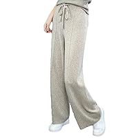 Womens Wool Pants Cashmere Wide Leg Trousers Women's Long Britches Knit Loose Casual Pant Autumn Winter High Waist