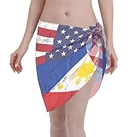 American Filipino Flag Women Beach Sarong Swimsuit Cover Ups Bathing Suit Wrap Skirt Beach Wrap Bathing Bikini