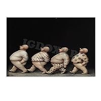 Jeanne Lorioz Classic Four Fat Men Walking Art Poster (1) Canvas Poster Wall Art Decor Print Picture Paintings for Living Room Bedroom Decoration Unframe-style 30x20inch(75x50cm)