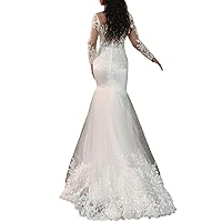 Engagement Sexy Formal Wedding Dresses V Neck Long Sleeve Mermaid/Trumpet Bridal Gown with Beading Appliques 2024