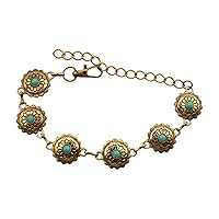 Trendy Fashion Jewelry Women Western Boot Chain Bracelet Metal Shoe Turquoise Blue Flower Charm Anklet Gold