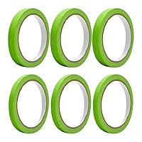 6 Rolls 20m Masking Painters Tapes Art Paper Tapes Craft Painters Tapes Writable Paint Tapes Thin Drafting Tape for Decoration Labeling 8mm 12 mm Green