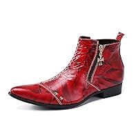 Genuine Leather Pointed Toe Stylish Zipper Ankle Chelsea Fashion Dress Shoes For Men Casual Novelty Boots Bottes