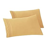 Elegant Comfort Solid Pillowcases 1500 Thread Count Egyptian Quality - Easy Care, Smooth Weave, Wrinkle and Stain Resistant, Easy Slip-On, 2-Piece Set, King Pillowcase, Gold