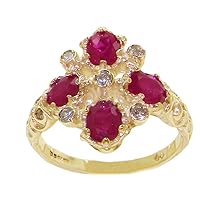18k Yellow Gold Cubic Zirconia and Real Genuine Ruby Womens Band Ring