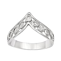 0.50 CTW Natural Diamond Polki Crown Ring 925 Sterling Silver Platinum Plated Slice Diamond Jewelry