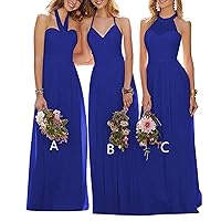 Women's A Line Halter Bridesmaid Dresses Long Chiffon Evening Formal Party Gowns