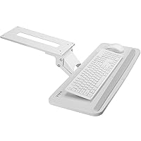 Adjustable 25 x 10 inch Computer Keyboard and Mouse Platform Tray Ergonomic Under Table Desk Mount Drawer Underdesk Shelf, White, MOUNT-KB03W