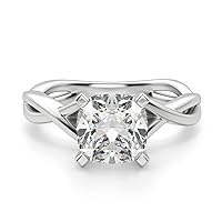 Riya Gems 2 CT Cushion Colorless Moissanite Engagement Ring for Women/Her, Wedding Bridal Ring Set Sterling Silver Solid Gold Diamond Solitaire 4-Prong Set Ring