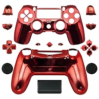 Special Custom Full Housing Shell Case Cover with Buttons for PS4 for Sony Playstation 4 Dualshock 4 Wireless Controller - Chrome Red