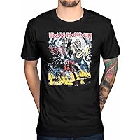 AWDIP Men's Official Iron Maiden Number of The Beast T-Shirt Rock Vintage Classic Heavy Metal Band Black