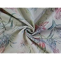100% Linen Floral Ivory red Floral Digital Print s Fabric 44