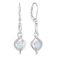 Starchenie Infinity Heart Earrings Sterling Silver Twisted Leverback Earring Gemstones Jewelry for Women