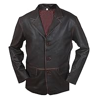 F&H Men's Genuine Leather Vintage Finish 3 Button Blazer