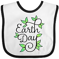 inktastic Earth Day- in Black with Green Leaves Growing Baby Bib
