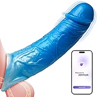 Penis Sleeve Vibrator Sex Toys - 4IN1 Penis Extender Male Sex Toys for Men Pumps & Enlargers Dildo, Multiple Modes, App Control, Elastic Penis Cock Ring to Prolong, Adult Sex Toy for Men Couples Blue