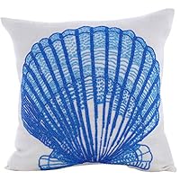 The HomeCentric Pillow Case Zip Toss Pillow Covers Decorative Pillow Covers Pack of 2 14x14 inch (35x35 cm) Blue Cotton Throw Pillow Covers Handmade Pillow Covers Beach Sea Creatures - Oyster Bay