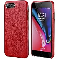 for Apple iPhone SE 2Nd 4.7 Inch, Half Pack Shockproof Leather Phone Case Litchi Pattern Genuine Leather Business Phone Back Cover (Color : Red)