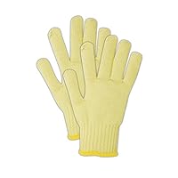 MAGID 93CBKEV-RB Cut Master 93BKEVRB Kevlar Blend Knit Gloves w/Rubber Band Edge, Cut Level 2, Medium, Yellow (Pack of 12)