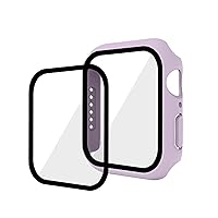 2 Pack Hard PC Case with Tempered Glass Screen Protector for Apple Watch 4/5/6/SE,Ultra-Thin Scratch Resistant Smartwatch Cover for iWatch 44mm Accessories - Light Purple
