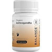 Certified Organic Ashwagandha 1600 mg Supplement - 120 Vegan Capsules - Stress, Mood, Energy and Thyroid Support Supplement - Non-GMO Gluten-Free Pills by Balance Breens