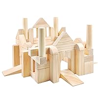 Onshine Large Wooden Blocks for Toddlers 1-3, 64 Pieces Big Wood Building Blocks Set with Wooden Storage Box, Large Toddler Blocks Building and Stacking Toys Construction Set