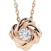 Solitaire 1/6 Cttw Diamond Forever Love Knot Infinity Twist Promise Charm Pendant Chain Necklace Adjustable 16