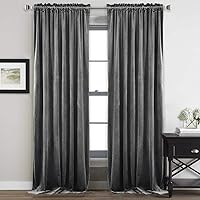 StangH Gray Velvet Curtains 96 inches - Bedroom Luxury Velvet Curtain Panels Blackout Draperies Heat Insulated Sliding Door Panel Drapes, 52 by 96 inches Long, 2 Panels