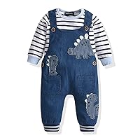 Cute Baby Boy Clothes Suit Toddler Boys' Striped long Sleeve T-Shirt+Denim Overalls Jumpsuit Pants Outfits Sets