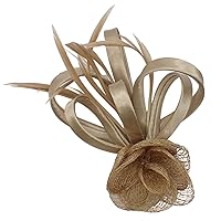 Topkids Accessories Mini Fascinator Hair Clips Small Fascinators Fascinator Flower Hair Clip Wedding Clip Royal Ascot Hat Wedding Corsage On Clip & Brooch Pin For Women, Ladies, Girls (Beige)