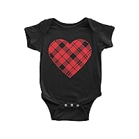 Threadrock Unisex Baby Big Plaid Red Heart Valentine's Day Infant Bodysuit