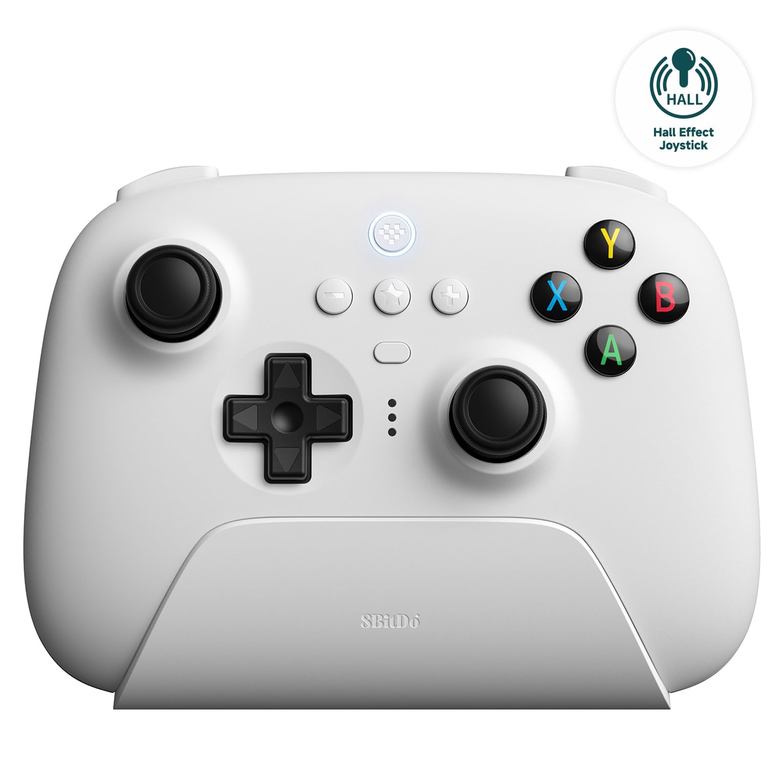 8Bitdo Ultimate 2.4G Wireless Controller, Hall Effect Joystick Update, Gaming Controller with Charging Dock for PC, Android, Steam Deck & Apple (White)