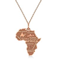 Allurez 14k Gold Map of Africa Charm Pendant Necklace