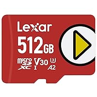 Lexar 512GB PLAY microSDXC Memory Card, UHS-I, C10, U3, V30, A2, Full-HD Video, Up To 160/100 MB/s, Expanded Storage for Nintendo-Switch, Gaming Devices, Smartphones, Tablets (LMSPLAY512G-BNNNU)