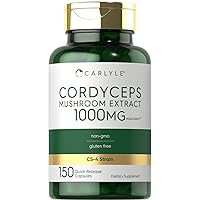Carlyle Cordyceps Mushroom Capsules 1000mg | 150 Count | CS-4 Strain Mushroom Extract | Non-GMO and Gluten Free