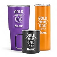 Personalized Gift, Dad Tumbler, Father's Day Cup, Gold Dad- Dad Mug, Father's Day Gift, Husband Gift, Dad Birthday Gift From Daughter, Kids,Customized Name Tumbler,32oz Hydro Bottle,White