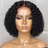 Short Curly Wigs,Front Wig Human Hair Deep Wave Wig Unprocessed Human Hair Wigs For Black Women Curly Human Hair Wig Brazilian Hair Wavy Wig Black Wig 35cm