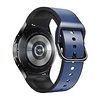 HAZELS 20mm Silicone+Leather Smart Straps for Samsung Galaxy Watch 4 Classic 46 42mm/Watch4 44mm 40mm Band No Gaps Wristbands Bracelet (Color : Blue, Size : Galaxy watch4 40mm)