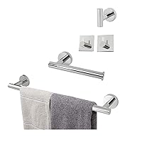 TocTen 5 PCS Bathroom Hardware Set SUS304 Stainless Steel-Towel Rack Set Include Lengthen Hand Towel Bar+Toilet Paper Holder+3 Robe Towel Hooks Bathroom Accessories Towel Bar Set (Chrome, 24IN)