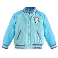 Disney Store Frozen Elsa Olaf Girl Varsity Jacket Size 7/8