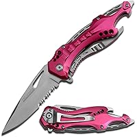 Tac-Force Assisted Opening Linerlock Belt Clip Lady Pink Knife A/o Speed Rescue Glass Breaker Knife