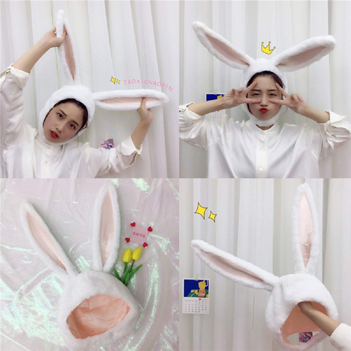 IUTOYYE Easter Bunny Hat Cute Rabbit Ears Costume Funny Party Favors Hats Cosplay Accessories Easter Decorations (Rabbit)
