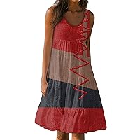 Dresses for Women 2024 Summer Beach Dress Casual Boho Midi Sundresses Sexy Sleeveless Ruffle Party Dress with Pocket