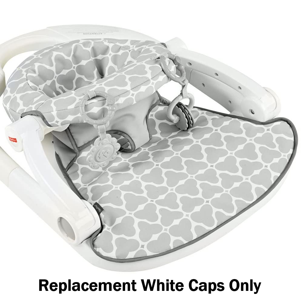 Replacement Parts for Fisher-Price Sit-Me-Up Floor Seat - Silver Platter - CMH50 ~ Replacement White Caps