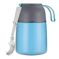 DANMO Thermos for Hot Food Kids Adult Soup Thermos 17 Ounce Stainless Steel Insulated Food Jar with Folding Spoon Blue